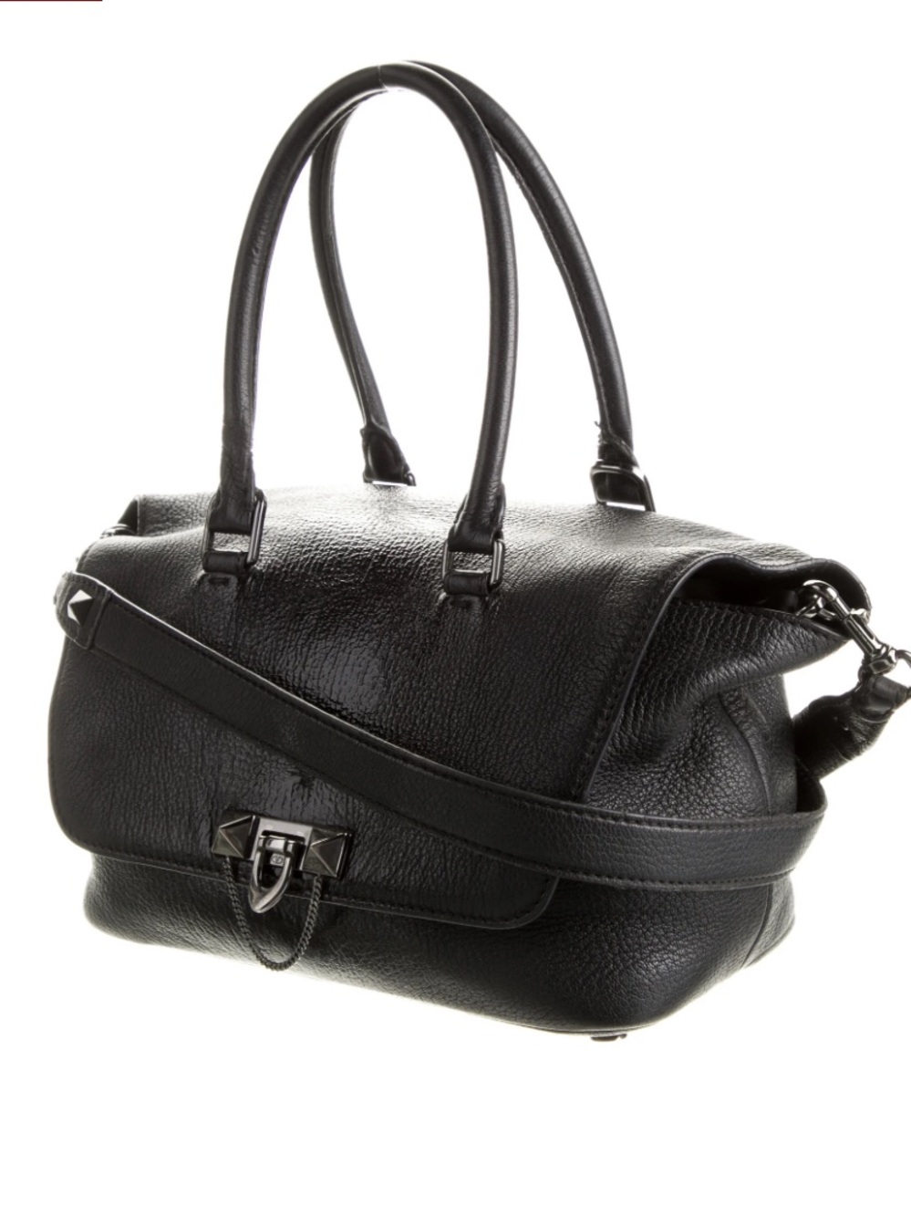 Valentino Black Calfskin & Patent Ombré Demilune Double Handle Satchel